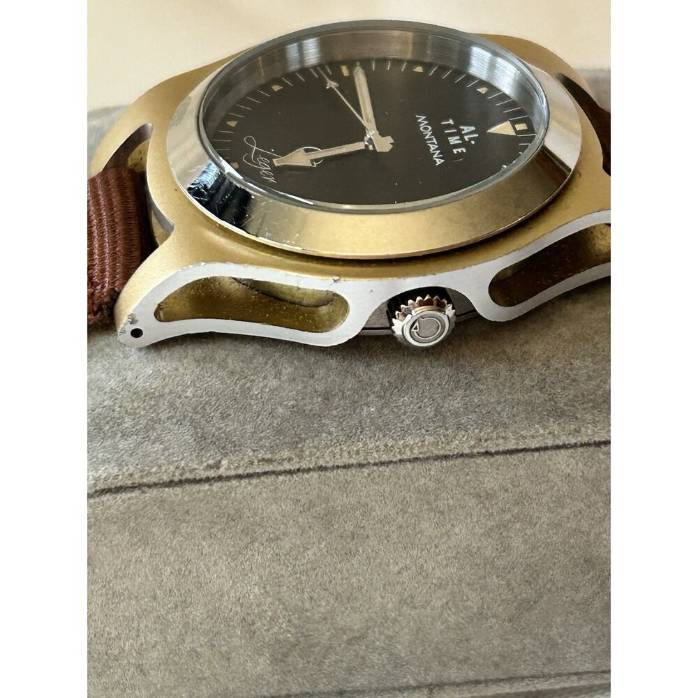 AL-Time Leger Watch 18-2 Yellow Gold Anodized Aluminum 40mm Quartz Aviation - Picture 14 of 16